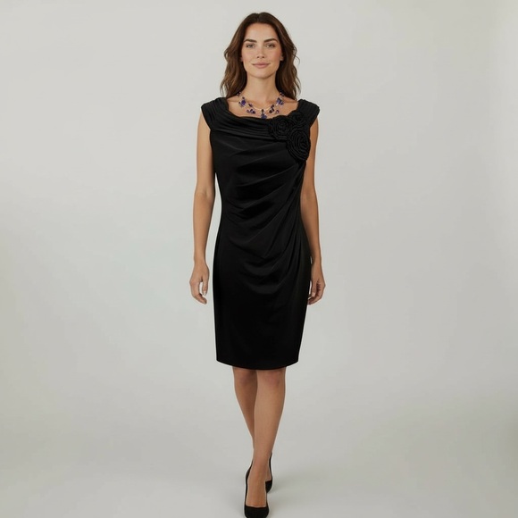 Cocktail Dress Adrianna Papell Black Midi Dress - Picture 2 of 8